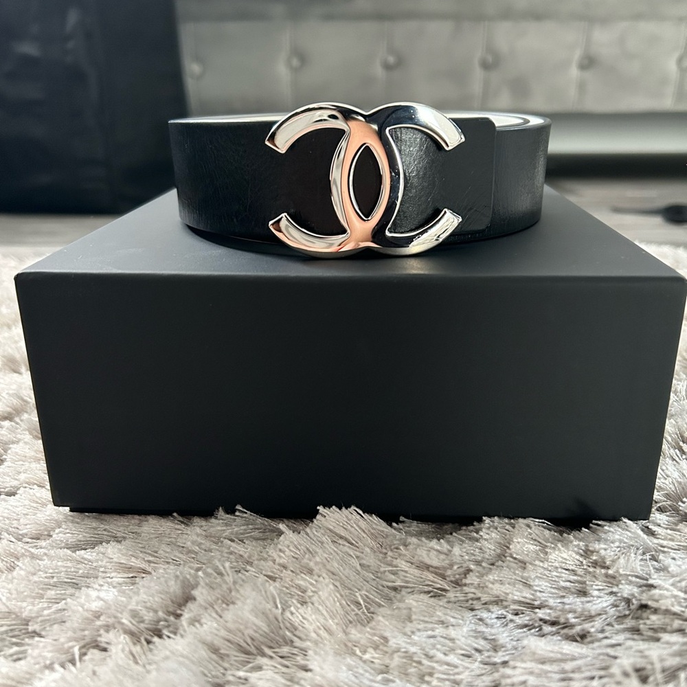 Chanel Black Leather Belt